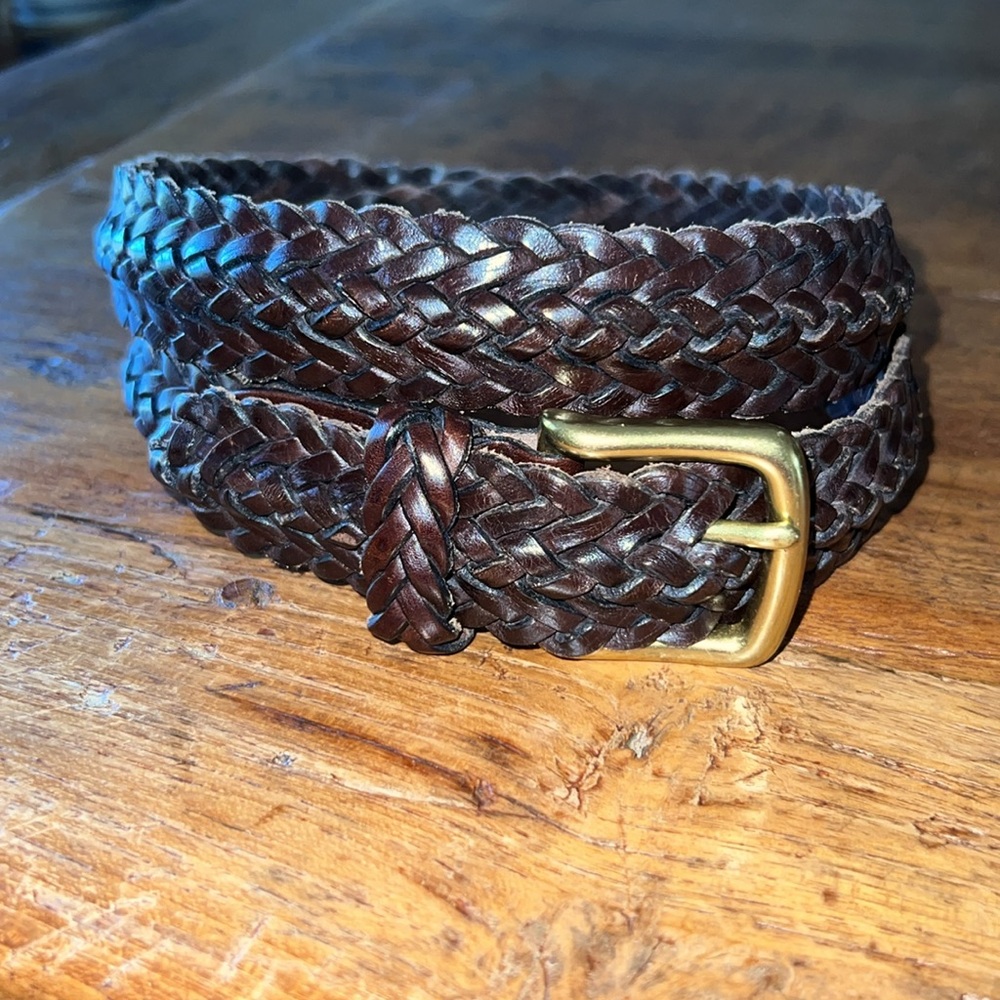 Coach Dark Brown Braided Leather Belt
